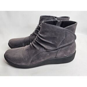 Clarks Cloudsteppers Gray Sillian Sway Comfort Ankle Booties Womens Size 8M